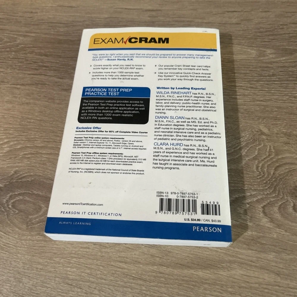 NCLEX-RN Practice Questions Exam Cram 5th Edition Paperback No CD